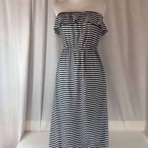 Navy and white maxi dress